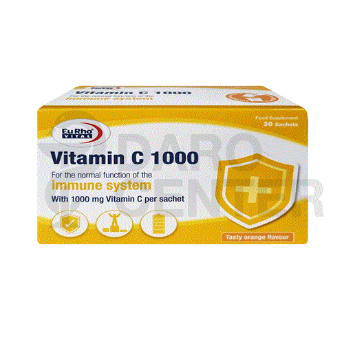 ساشه ویتامین C 1000 میلی گرم یوروویتال بسته 30 عددی