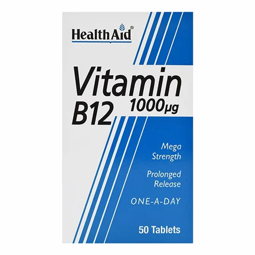 قرص ویتامین B12 ۱۰۰۰ میکروگرم هلث اید بسته 50 عددی